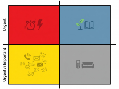 Eisenhower matrix vector illustration showing urgent vs important axes